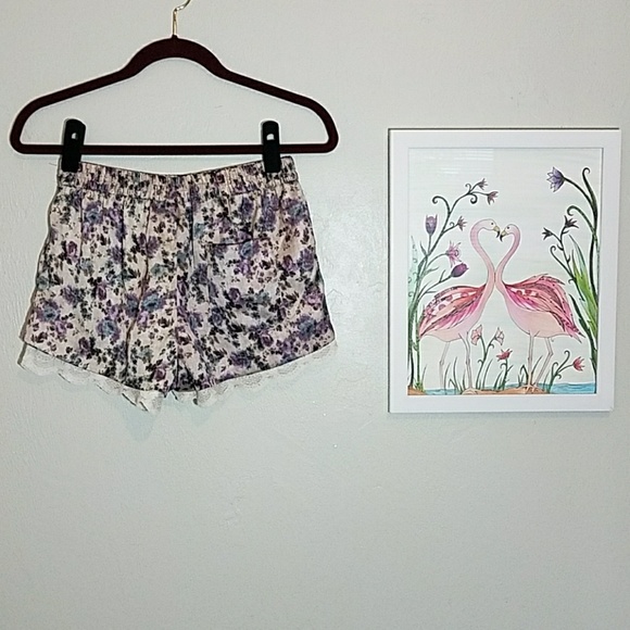 Zara basic silky shorts elastic waist, lace trim - Picture 3 of 8